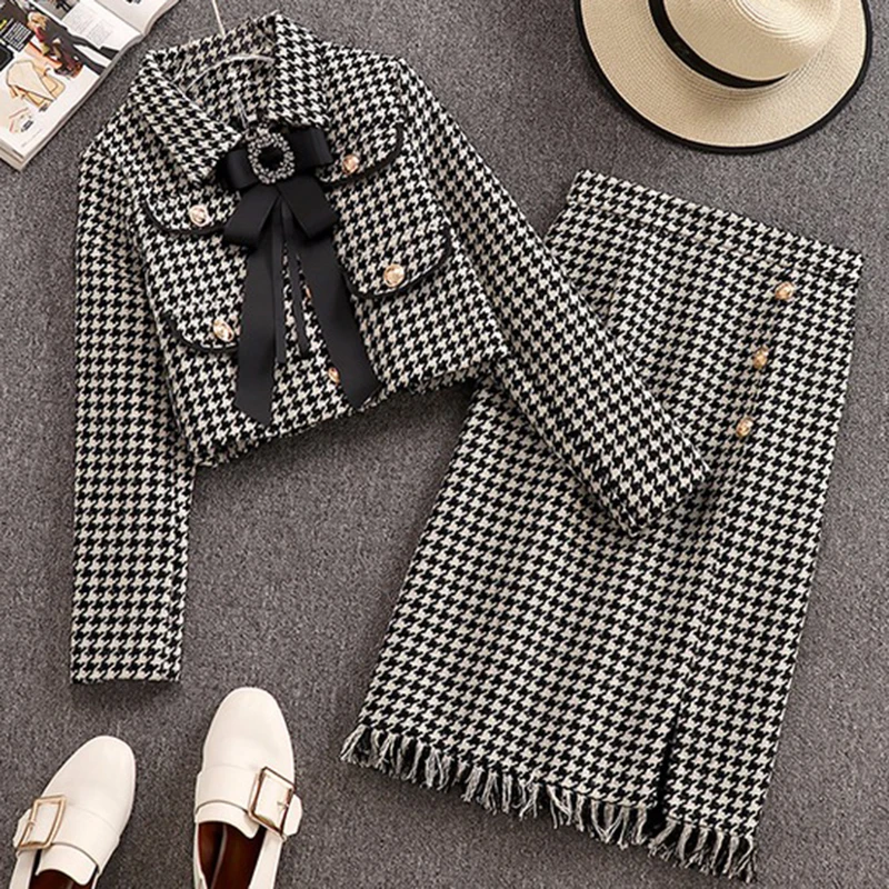 Женский брючный костюм HIGH STREET двубортный твидовый пиджак на пуговицах с львом и