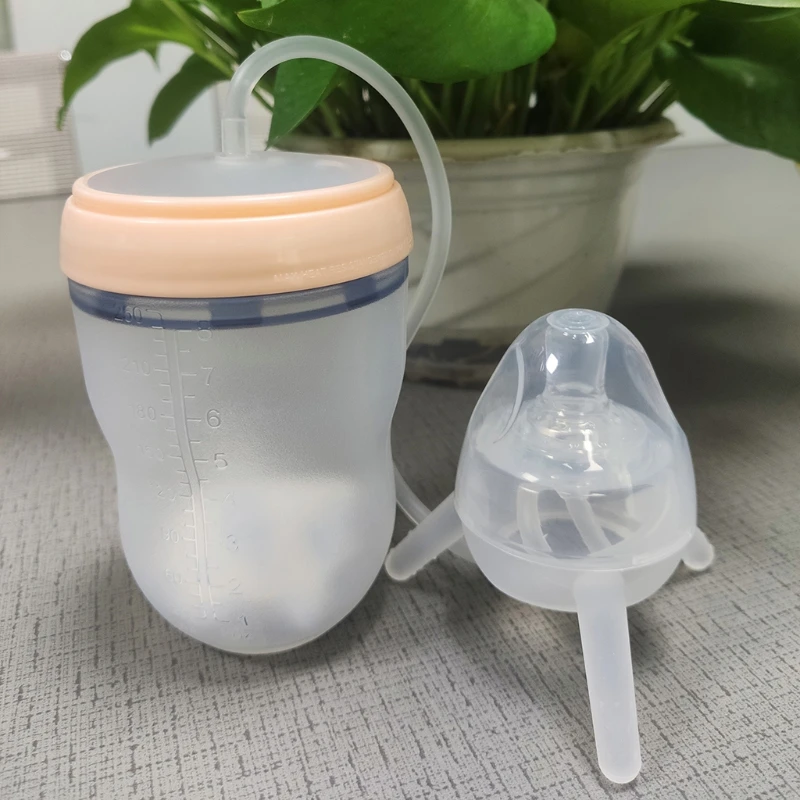 

Handless Imitation Milk Weaning Bottle Self-Feeding Baby Bottle with Long Straw