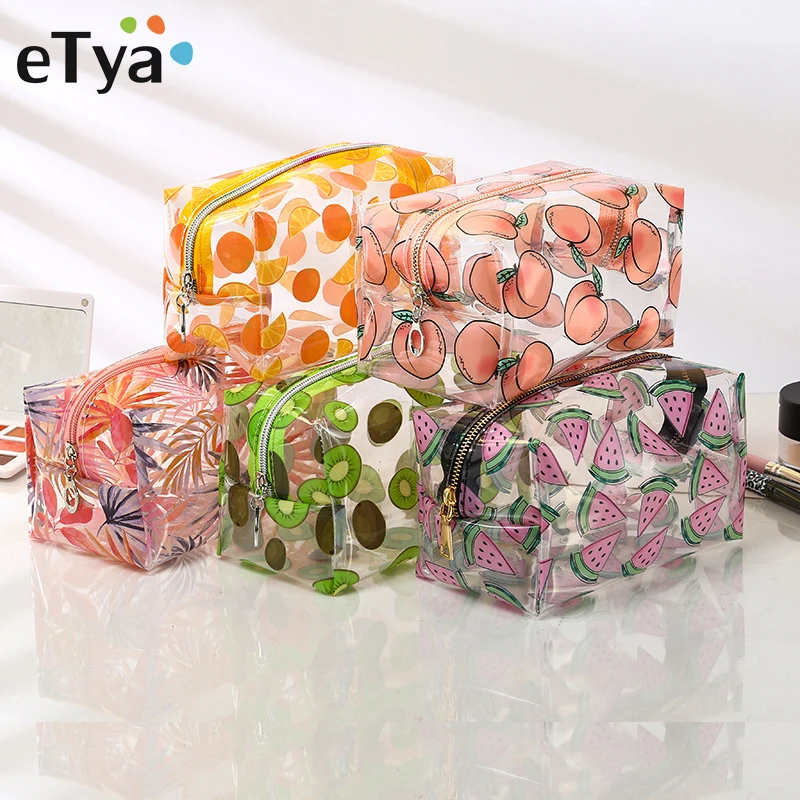 

PVC Transparent Cosmetic Bag Travel Organizer Clear Fruit Makeup Bag Beauty Case Toiletry Bag Waterproof Make Up Pouch Wash Bags