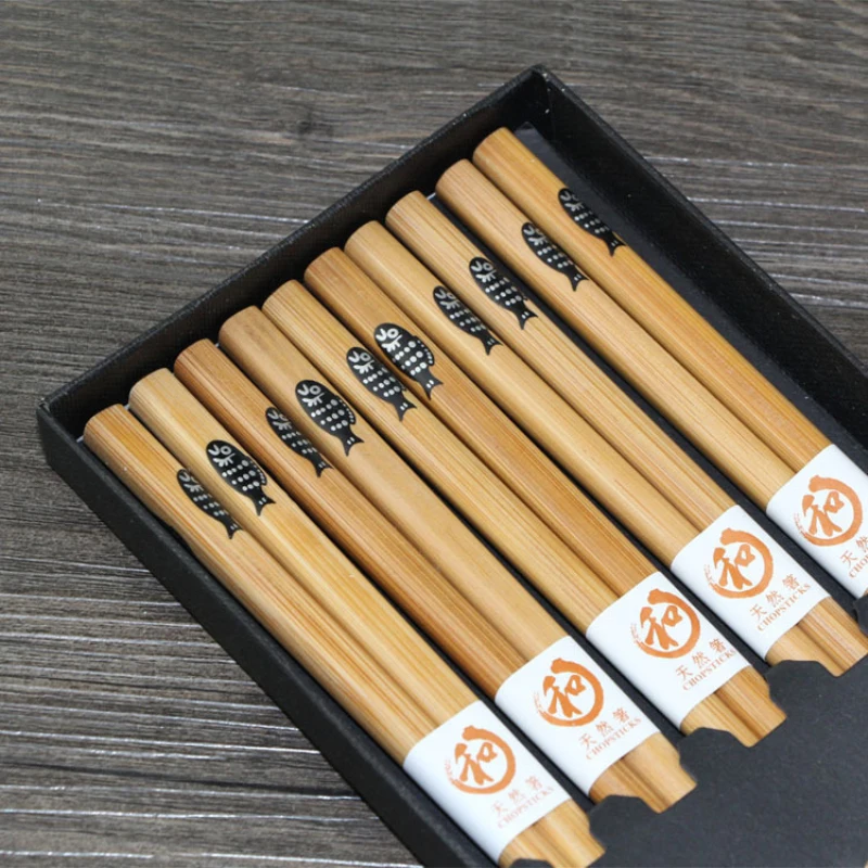 Деревянные палочки для еды ручной работы из натурального бамбука в японском
