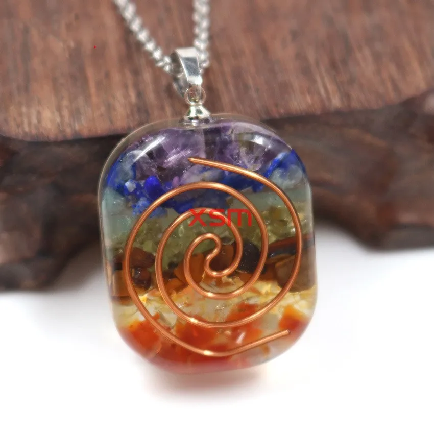 ОРГОН 7 Чакра Радужный кристалл квадратный кулон для укрепления иммунной системы