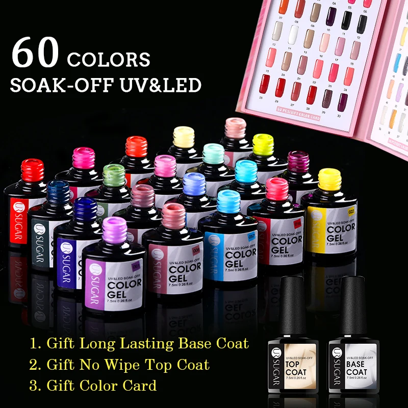 

UR SUGAR Gel Nail Polish Set Acrylic Nail Kit 60PCS/LOT Soak Off Hybrid Lacquers Semi Permanent Gellak Varnish Set For Manicured