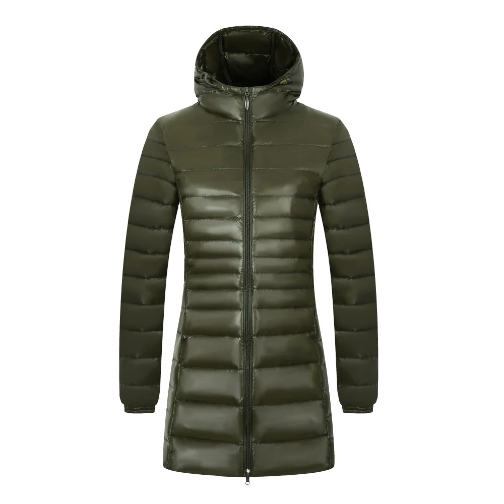 Green Hooded S-7XL, Женская куртка, длинный пуховик с капюшоном, верхняя одежда размера плюс, ультралегкий пуховик, осенне-зимняя куртка, повседневное теплое пальто, YD-12 - Цвет: Green Hooded