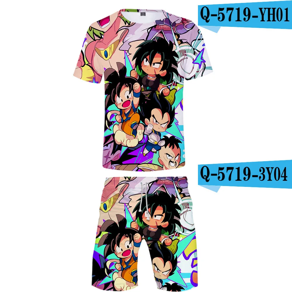 

3D Print Goku Two Piece Set Children Boy Beach shorts Anime Clothes Super Broli T shirt + shorts Set Summer Anime Men Boy Sets