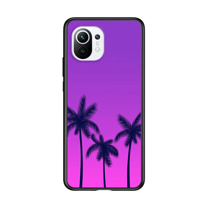 

Palm trees Summer beach for Xiaomi Mi 11 10T Note 10 Ultra 5G 9 9T SE 8 A3 A2 A1 6X Pro Play F1 Lite 5G Black Phone Case