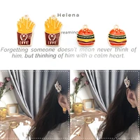cartoon hamburger fries snack series diy oil drop earrings alloy accessories diy necklaces earrings accessories jewelry and