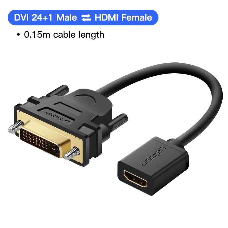 DVI M to HDMI F Cabo Ugreen hdmi к DVI 24+ 1 адаптер женщины к мужчине 1080 P HDTV конвертер для пк PS3 проектор TV Box - Цвет: DVI M to HDMI F Cabo