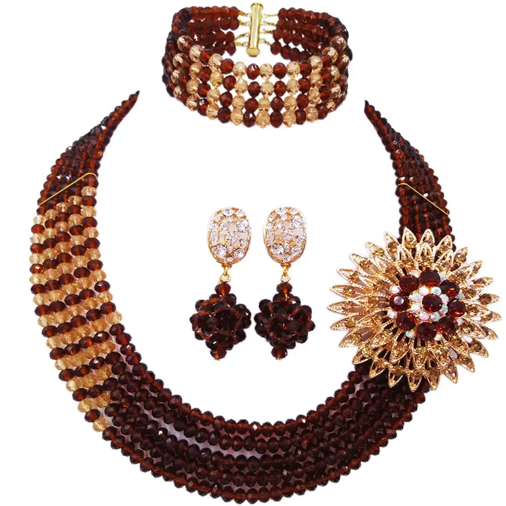 

beautiful brown and champagne gold african wedding beads