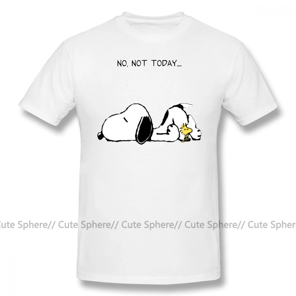 Футболка Peanuts, футболка No Not Today, Мужская большая футболка, Повседневная забавная футболка с коротким рукавом, 100 хлопок, графическая футболка - Цвет: White