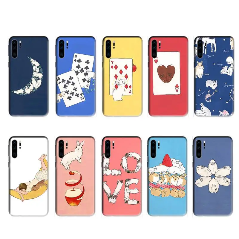 Чехол с рисунком милого кролика для huawei p20 p30 p40 pro mate 10 20 30 lite p smart y7 2019 plus nova
