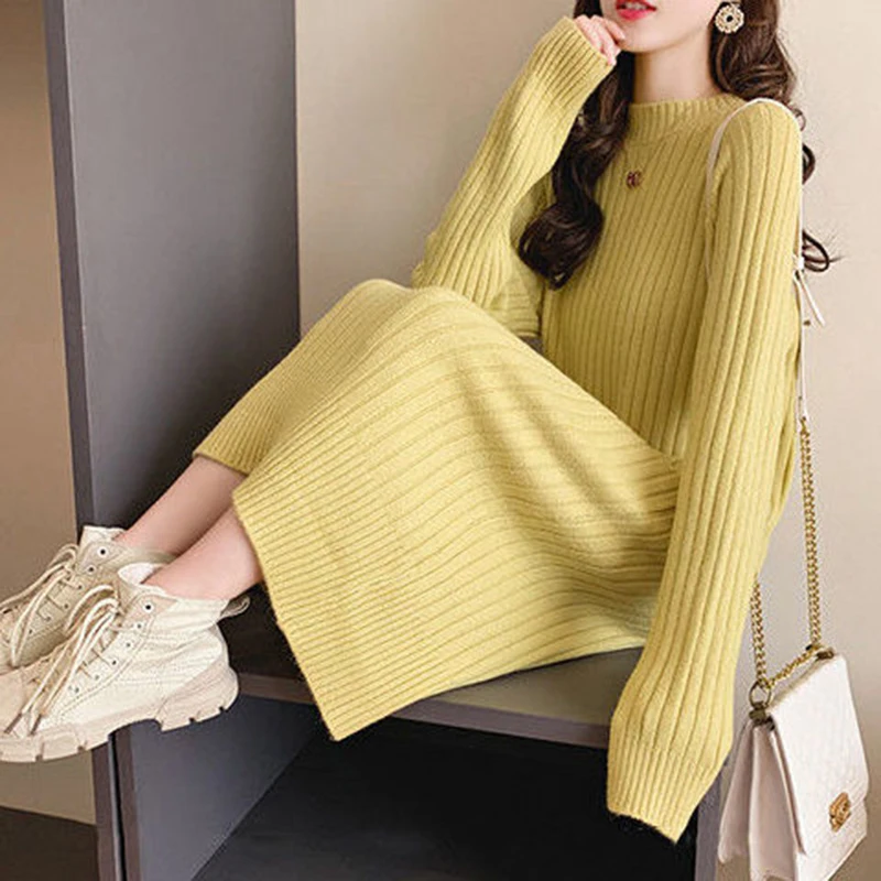 

2020 winter sweaters dresses women plus size kawaii long korean knitted sweaters office ladies Losse pullover women clothing