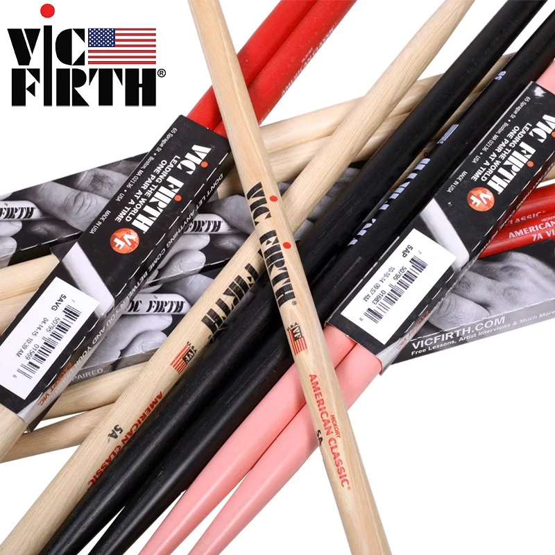 Барабанные палочки Vic Firth Hickory 5A, 5B, 5B Barrel, 7A, сделано в США, несколько цветов барабанные палочки