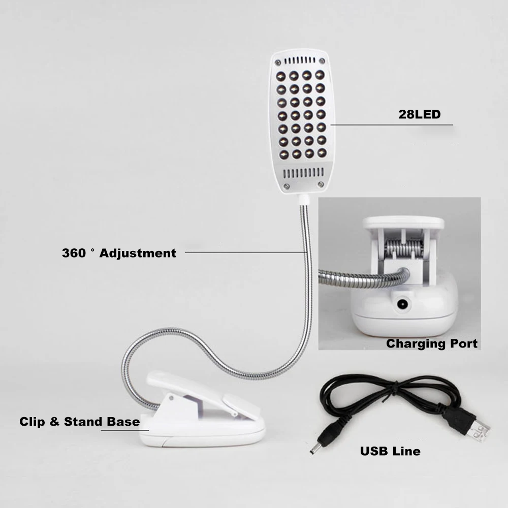 Гибкая Настольная лампа с клипсой 28 светодиодов 3 шт. 5 В|Настольные лампы| |