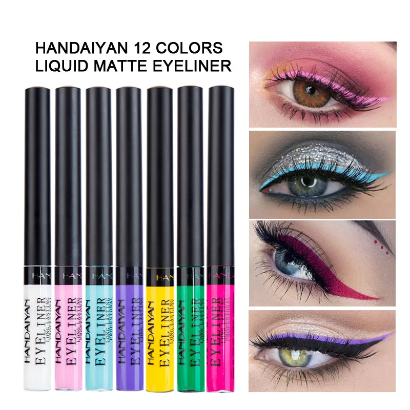 

HANDAIYAN Matte Eyeliner Liquid Eye For Woman Cosmetics 12 Color Waterproof Long Lasting Sexy Charming Eye Liner Pen Tool Set