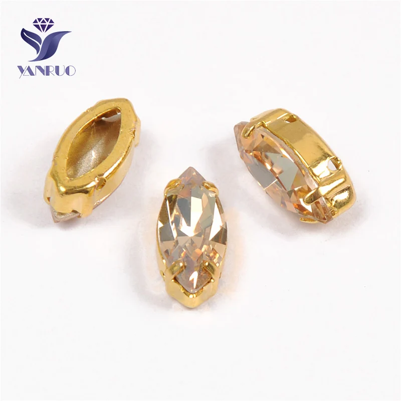 Golden Shadow Yanruo 4200 забавные маркизы с камнями K9 Глаза Лошади Стразы заостренные сзади Стразы все для шитья - Цвет: Golden Shadow