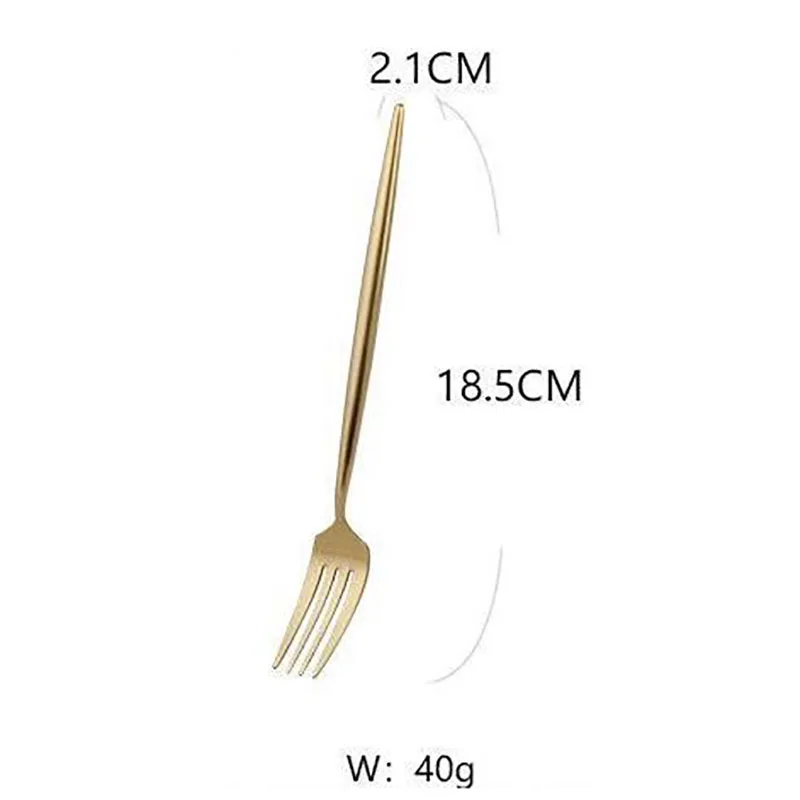 dessert fork Золотой столовый набор из 18/10 нержавеющей стали, набор столовых приборов, палочки для еды, нож для масла, десертная обеденная ложка, вилка, чайная ложка, посуда, 1 шт - Цвет: dessert fork