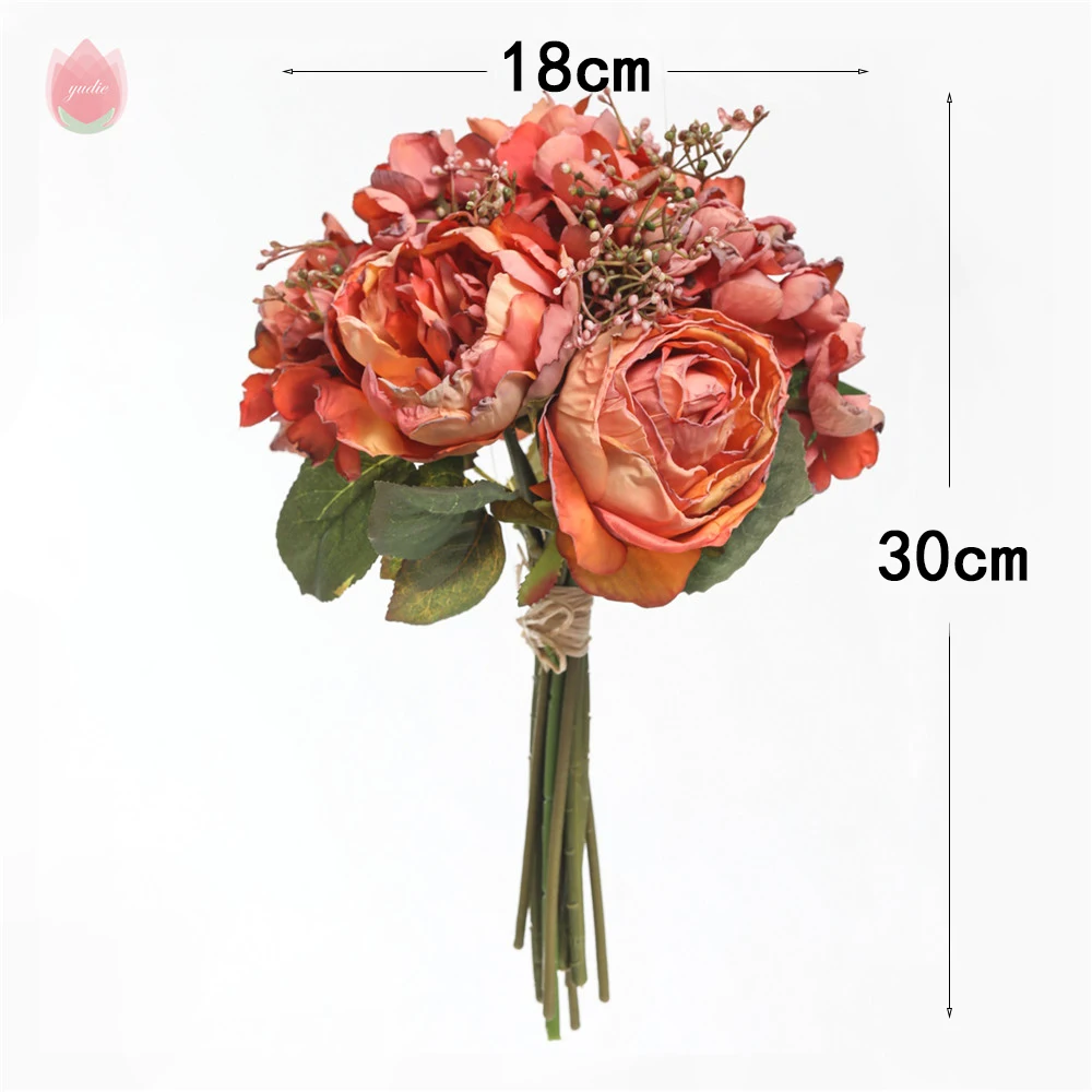 

1 Bouquet 30Cm Silk Pink Peony Rose Artificial Flowers Bouquet For Home Decor Small Bud Bride Wedding Fake Flowers Party Decor