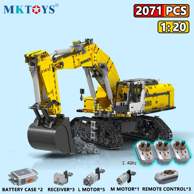 2071 шт. гусеницы экскаватора машин RC строительные блоки 1:20 высокой сложности в