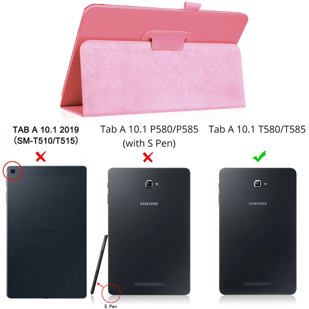 Pink Тонкий складной откидной Чехол с подставкой из искусственной кожи чехол для samsung Galaxy Tab A A6 10,1 T585 T580 SM-T580 T580N Funda чехол s - Цвет: Pink