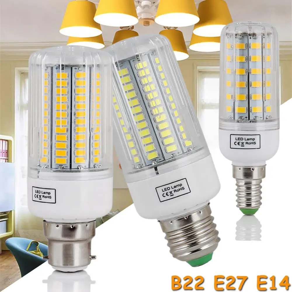 

High Power 220V LED Corn Light Bulbs E14 B22 E12 Screw Base White Lamp for Home Room Replace 150W Incandescent