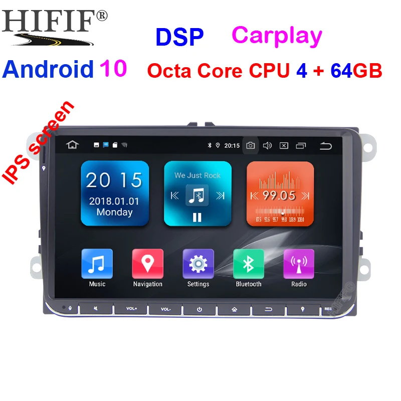 Автомагнитола 2 din Android 10 0 GPS для VW Passat B6 CC Polo GOLF 5 6 Touran Jetta Tiguan Magotan Seat 9 дюймов экран с