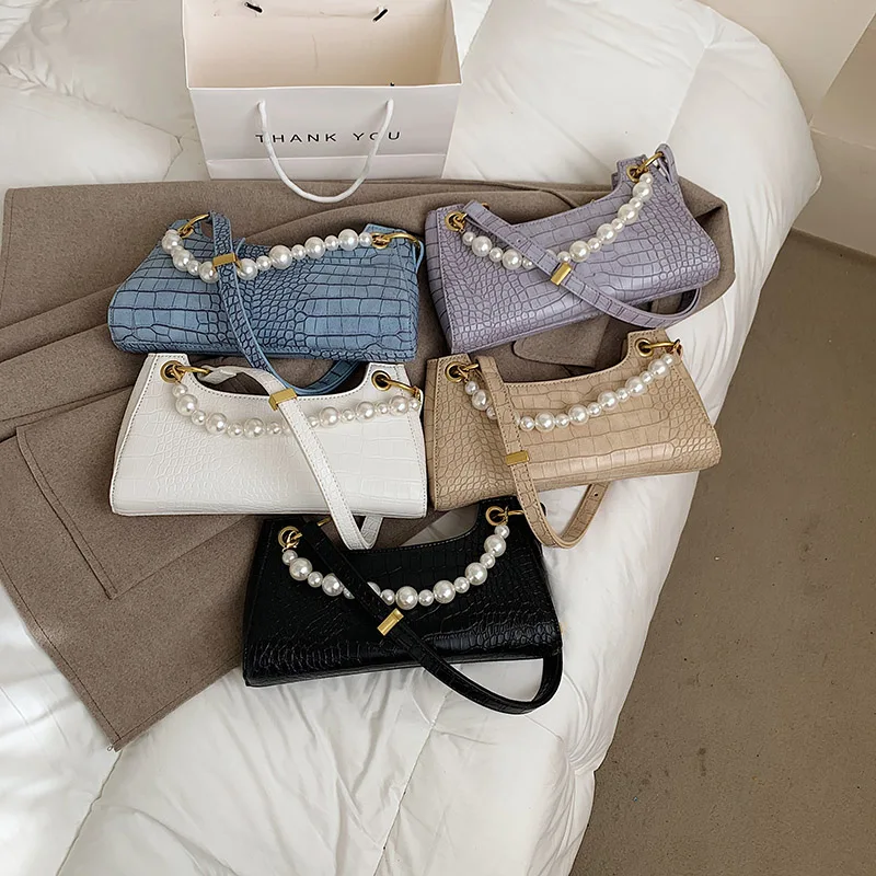 

Female Luxury Tote Handbag Over The Shoulder 2021 Spring Women Branded Stone Pattern PU Leather Underarm Bag Female Small
