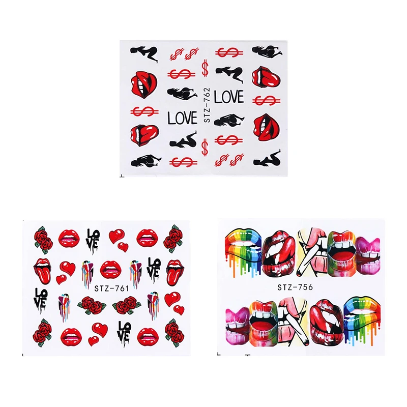 1 лист переводных наклеек для ногтей переводные наклейки сексуальные губы язык