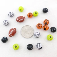 50pcs 5 styles acrylic ball sports beads basketball football rugby loose spacer beads for diy necklace bracelet jewelry making
