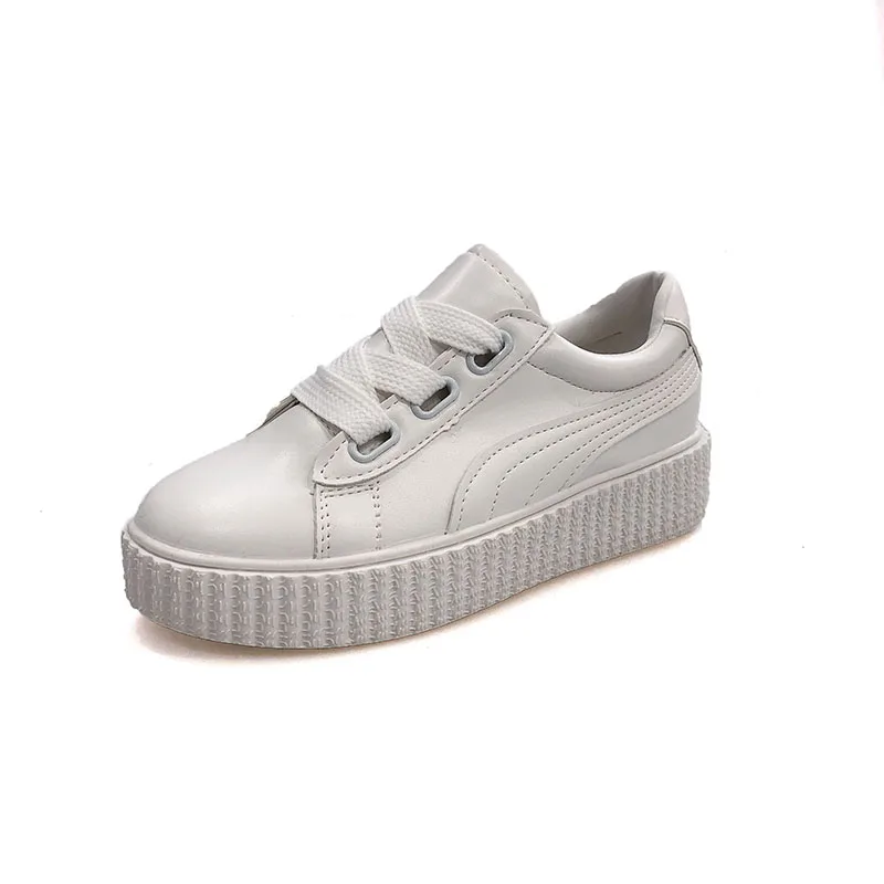 Женские кроссовки из искусственной кожи на толстой подошве белые для бега