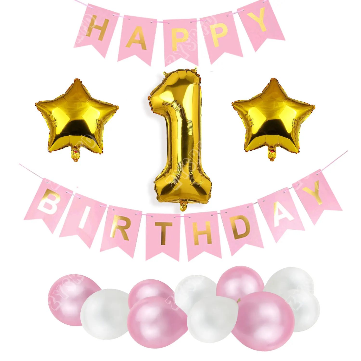 

First Birthday 1 Year Old Party Decorations Crown Happy Birthday Foil Balloons 12 Inch Latex Helium Balloons Baby Shower Decor