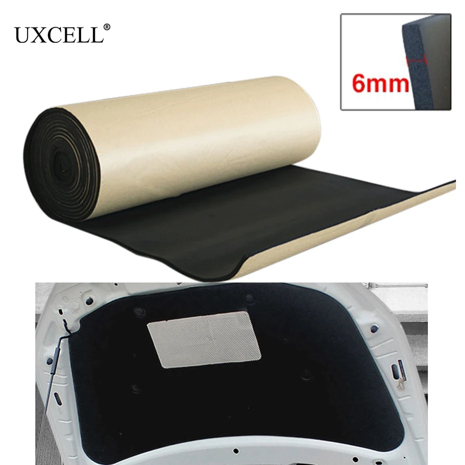 UXCELL 236mil 6 мм 80 см/31," x 50 см/20" 4.3sq.ft пена хлопок аудио стерео звук акустический шум поглощающий амортизирующий коврик на крышу