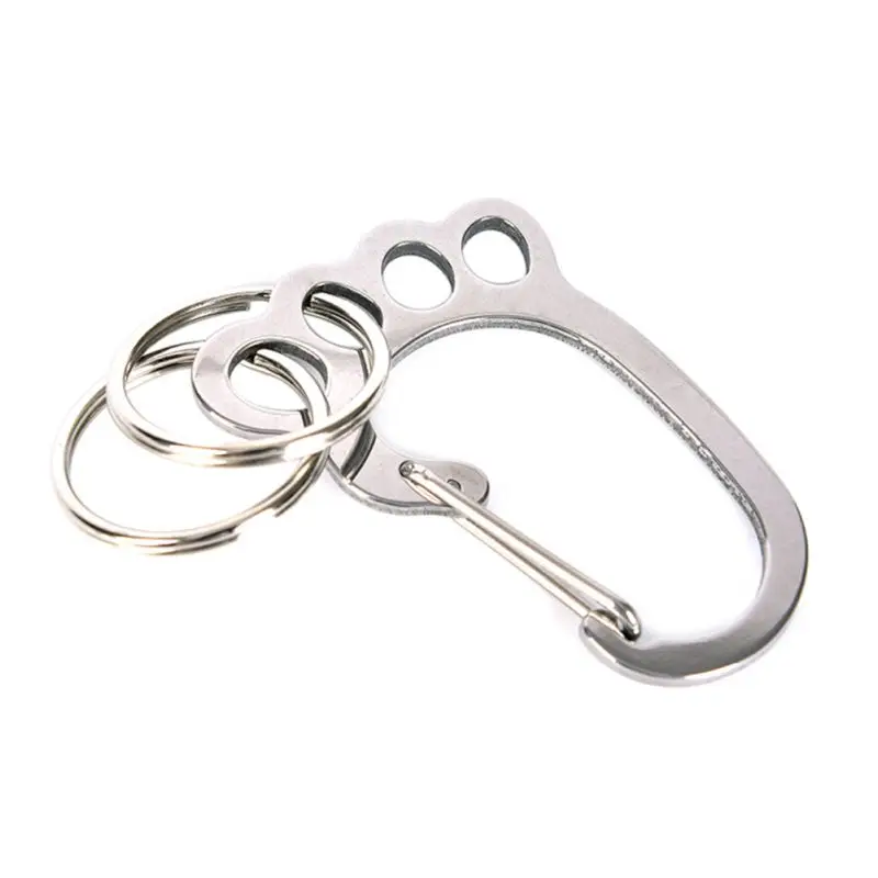 

1Pc Novelty Stainless Steel Small Foot Shape Keychain Cute Ring Outdoor Camping Buckle Carabiner Key Holder Creative Gift