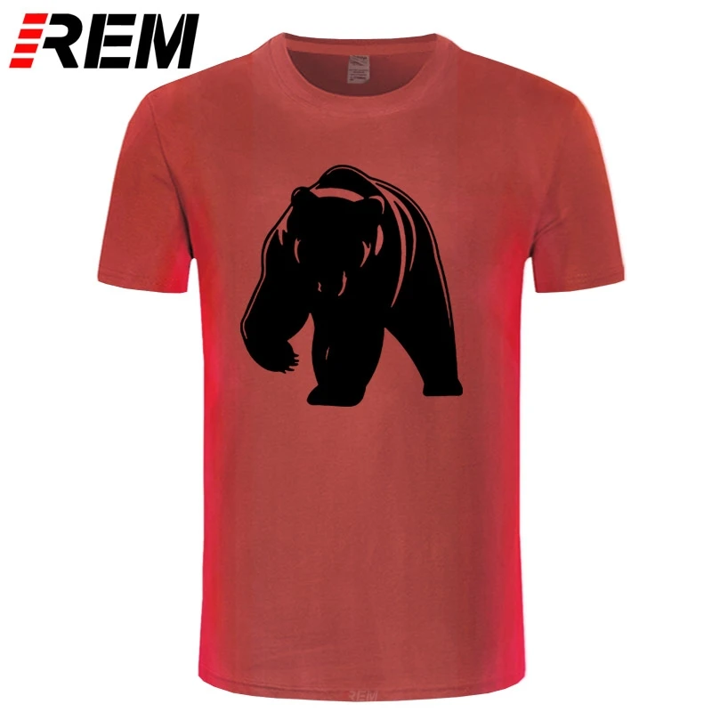 Футболка REM с изображением медведя гризли Мужская футболка животных топы