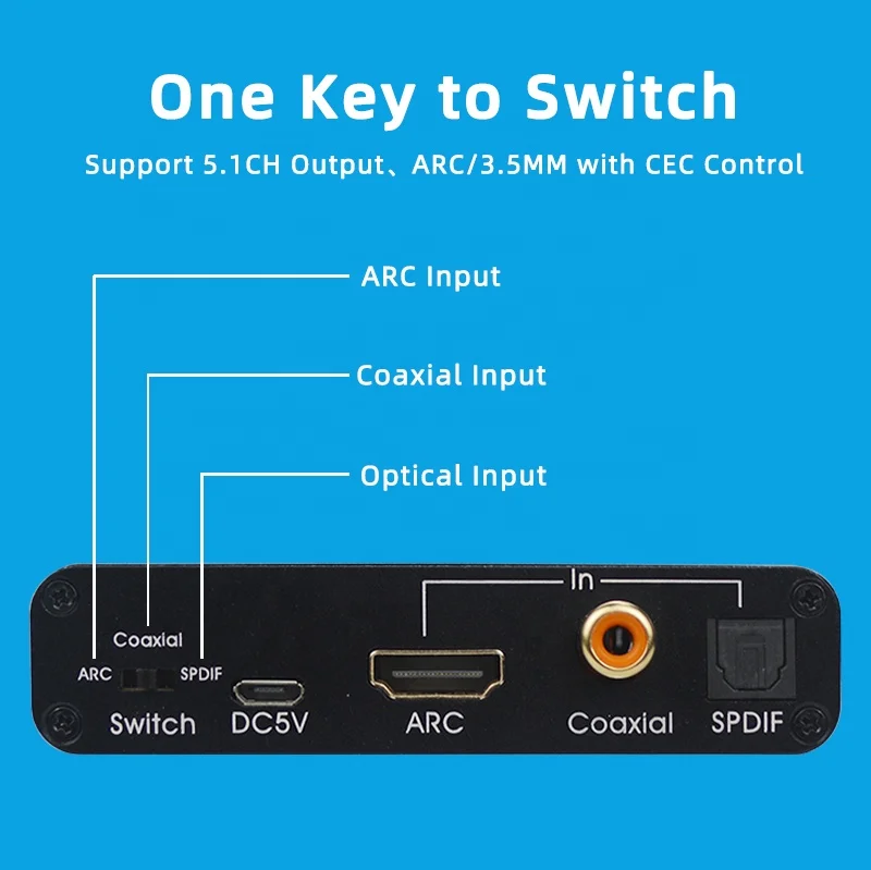 HDMI ARC 5 1 аудио экстрактор HDCP CEC оптический TOSLINK SPDIF 3 мм RCA конвертер разделитель