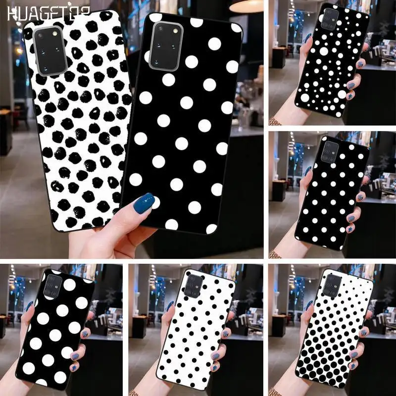 

HUAGETOP Black and White Polka Dot Coque Shell Phone Case for Samsung S20 plus Ultra S6 S7 edge S8 S9 plus S10 5G lite 2020