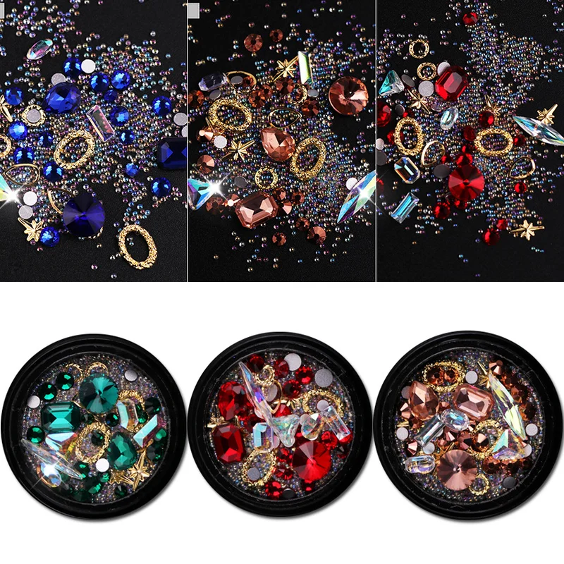 

1 Box Mixed Colorful Nail Rhinestones For Nails 3D Crystal Stones For Nail Art Decorations DIY Design Manicure Nail Accessories