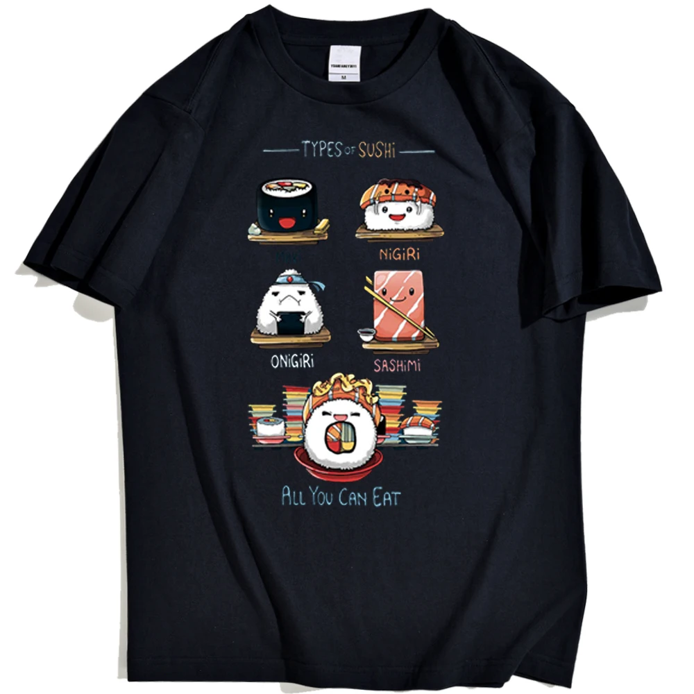 

Summer 2021 Men's T-shirt Gourmet Taste Type Sushi Printed Pattern Korean High-quality Top Loose Trendy Personality Daily