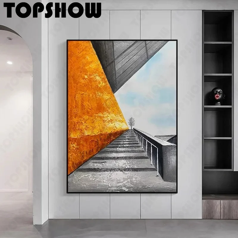 

Оранжевый серый синий большой оригинальный Ручная роспись Абстрактная живопись Современная Абстрактная живопись ручная роспись масляная ...