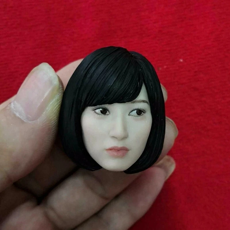 

1/6 Scale Japan Female Actor Idol Head Sculpture Black Short Hair Fit For 12" Figure Action Model Doll Body Accessory In Stock