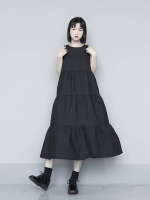 Женское платье без рукавов свободная юбка большого размера с оригинальным