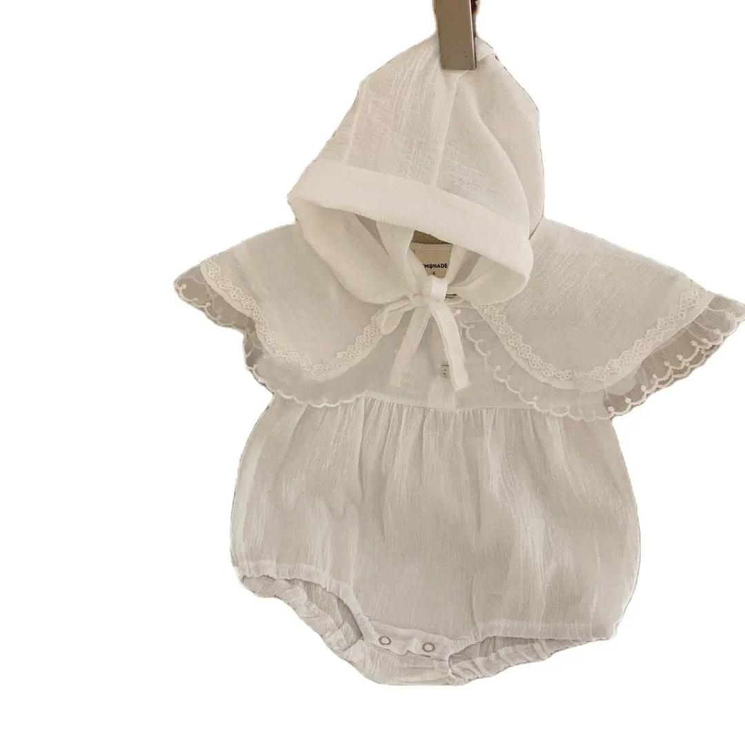 

2021 принцесса Летняя одежда для малышек комплект одежды из 2 предметов для новорожденных мальчиков детские, кружевные, с отложным воротником...