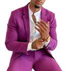 Мужской костюм, 2 шт. (пиджак и брюки), фиолетовый летний мужской блейзер, облегающий блейзер для выпускного вечера