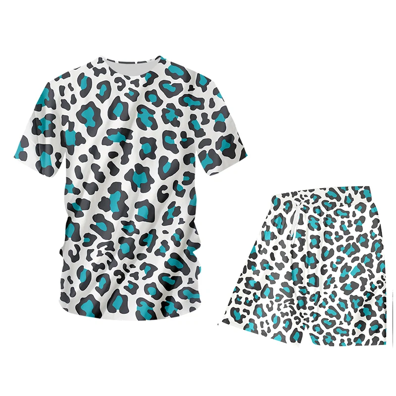 Костюм спортивный OGKB мужской с 3D-принтом худи и штаны леопардовым принтом