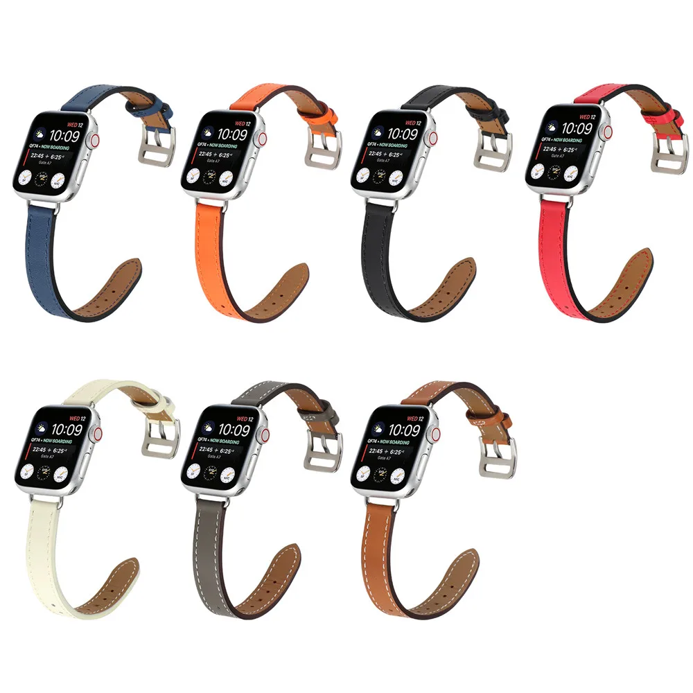 Тонкий кожаный ремешок Swift для Apple Watch 7 6 41 мм 45 женский браслет iWatch 5 4 3 SE Series 44 40 42 38 |