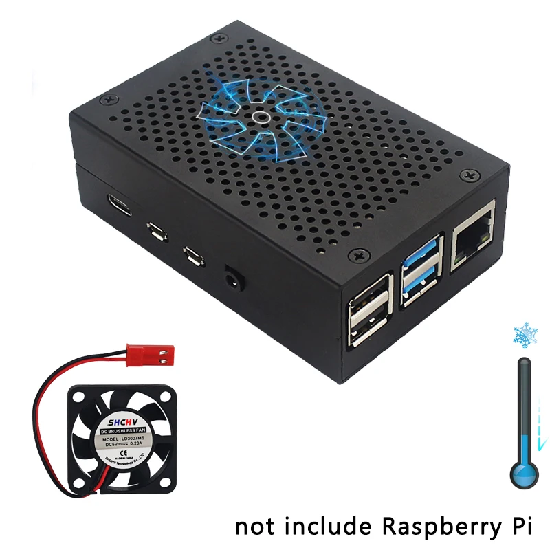 Алюминиевый Чехол Raspberry Pi 4 серебристый черный корпус дополнительный охлаждающий