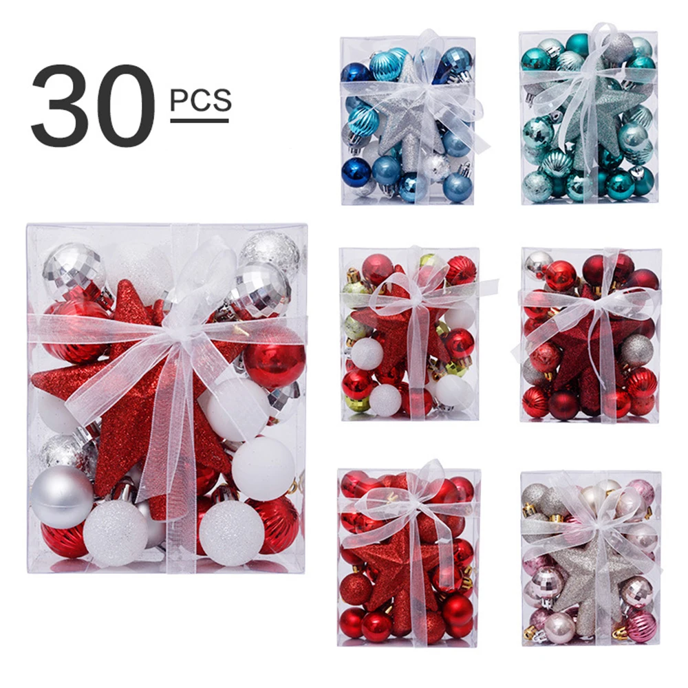 

30Pcs/Set 3cm Mini Christmas Ball Decorations Christmas Tree Pendants Red White Xmas Balls Ornaments for Wedding Party New Year