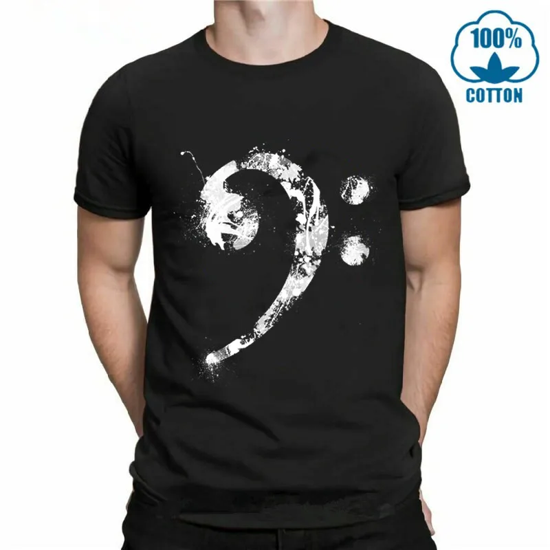 Мужские футболки с изображением баса скрипичного ключа одежда короткими