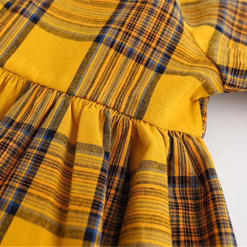 Платье для девочек новинка 2020 осенняя брендовая одежда клетчатое платье в