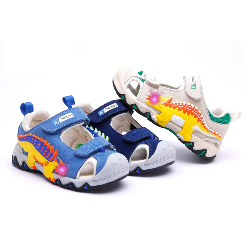 2021 г. Летняя пляжная обувь для мальчиков со светодиодами Спортивный светильник