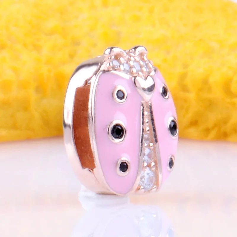 

Amas Authentic 925 Sterling Silver R series ladybug flat bracelet beads Fit Original Charms Bracelet Necklace